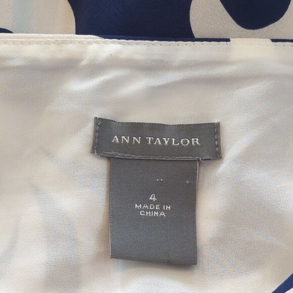 Ann Taylor Silk Slip Dress Blue White Sleeveless V-Neck Spaghetti strap Summer 4 - Picture 13 of 16